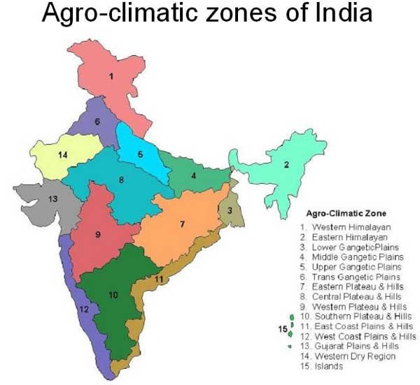 15 agroclimatic zones