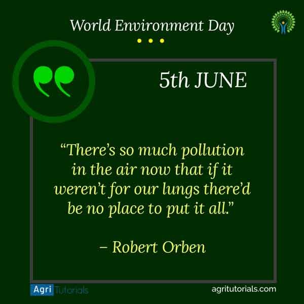 World Environment Day Slogans & Quotes: There’s so much pollution in the air now that if it weren’t for our lungs there’d be no place to put it all. 